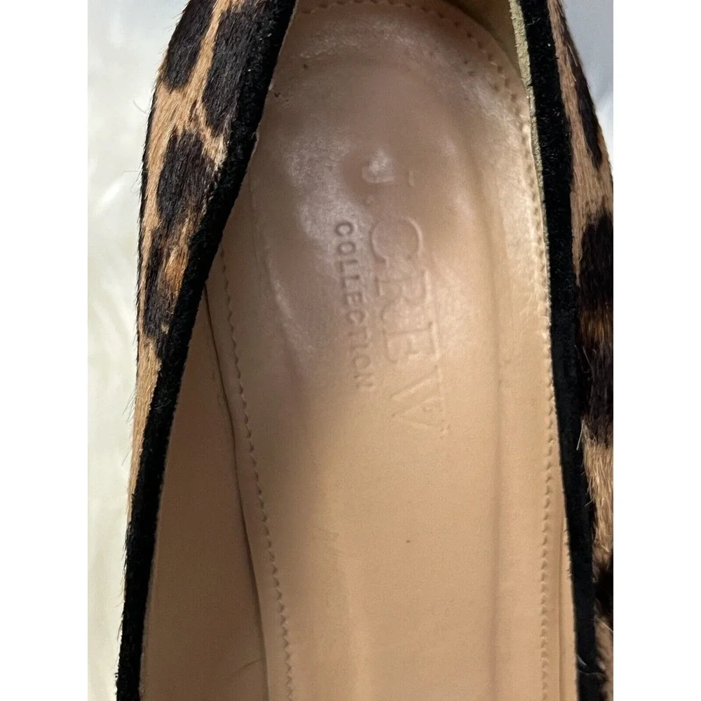 J.Crew Pumps Womens 7 Leopard Brown Calf Hair Leather High Heels Italy 49172‎